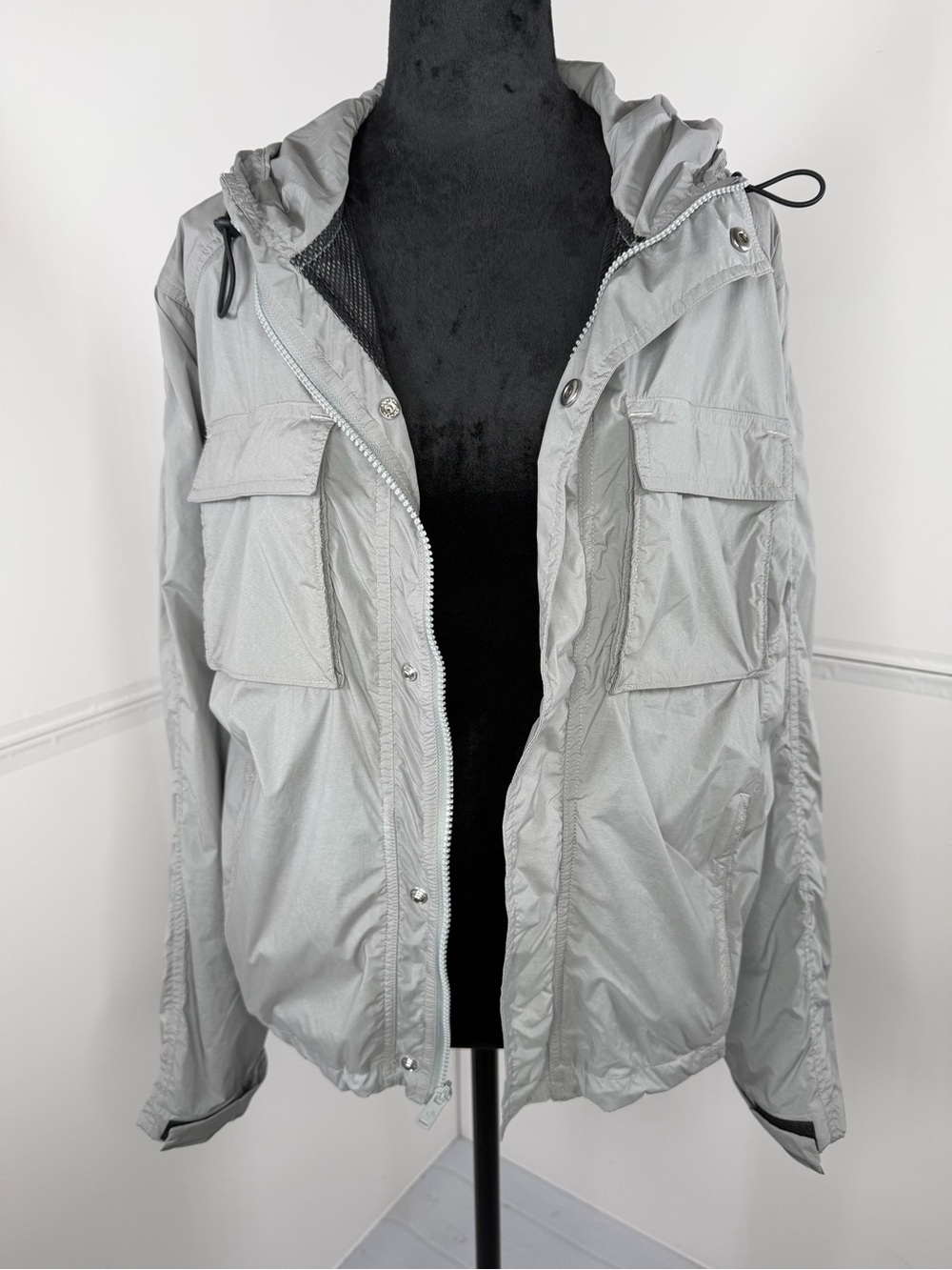 NWT YPB Gray Hooded Utility Windbreaker Jacket Size XS